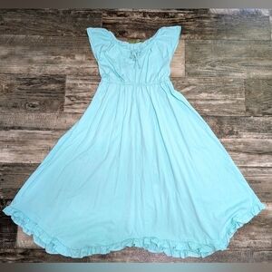 Mille Loves Lily Girls Aqua Flutter Sleeve Dress -Sz 12